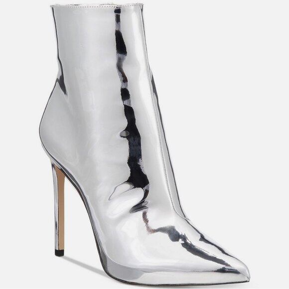 NWOB Aldo Loreni Silver Metallic Stiletto Dress Booties - Picture 4 of 5